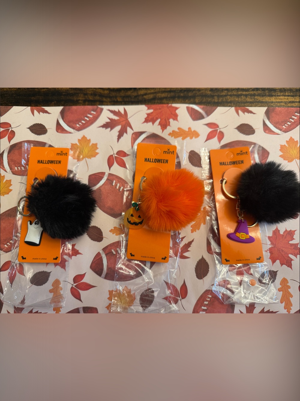 Mint Halloween Fun Pom Pom Key & Card Holders (Black & Orange Varieties)
